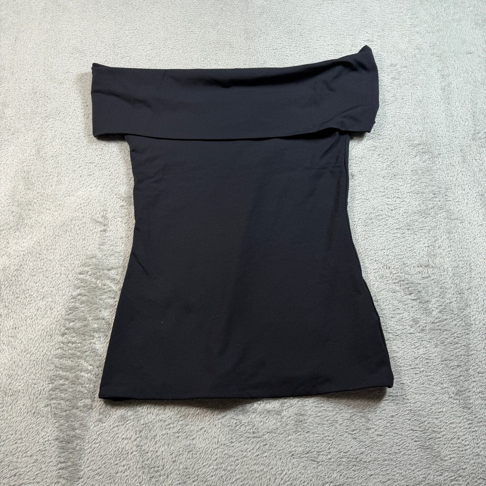 Aritzia Contour Off-Shoulder Top Women Medium Black Foldover Neckline Slim Fit